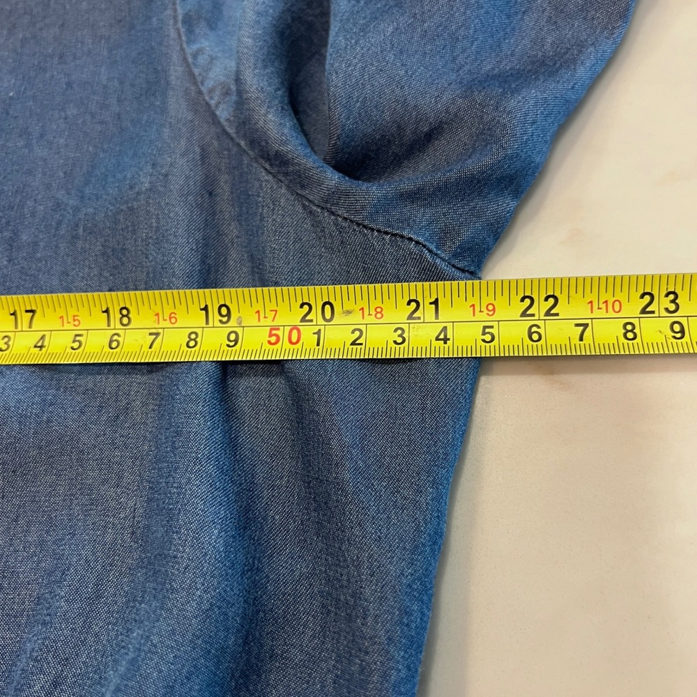 Womens Blue Lyocell Denim Babydoll Shirt Dress Size Large Pockets‎ - Picture 4 of 8